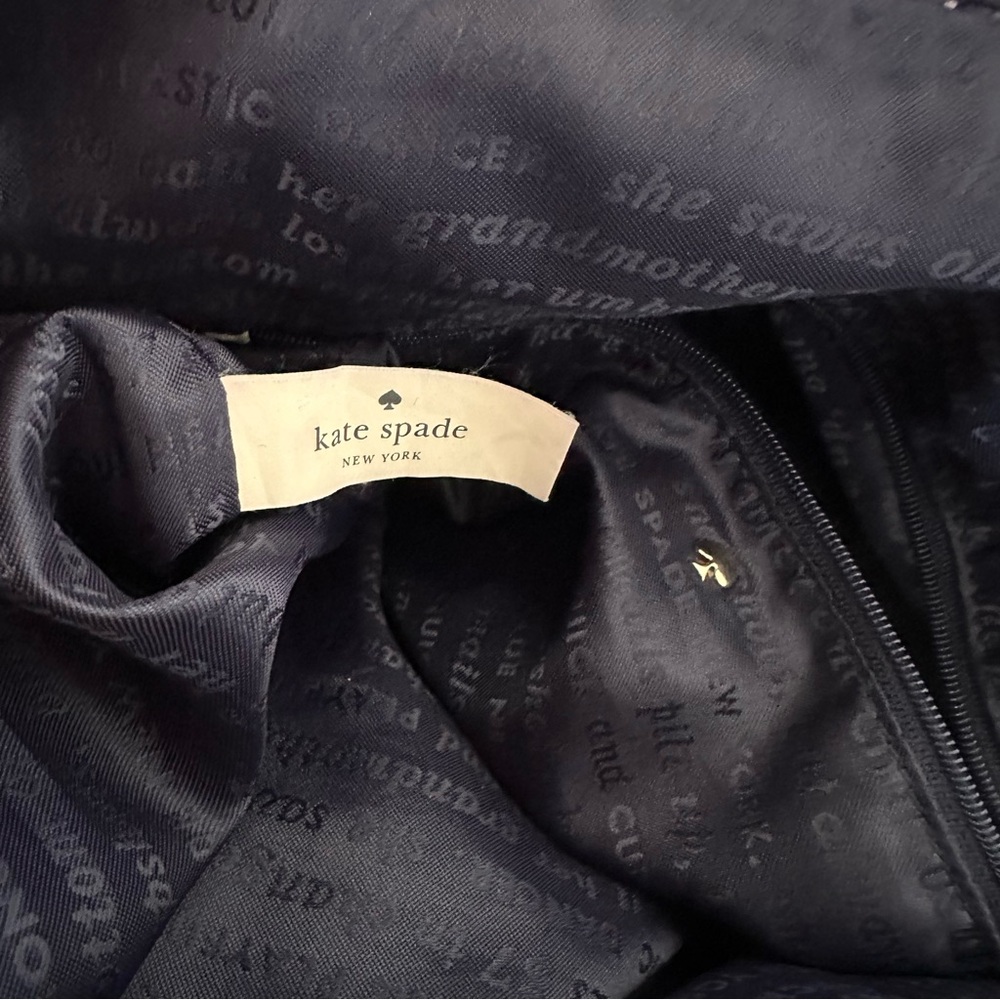 Kate Spade New York Wellesley Camryn real Leather Tote Shoulder Bag Blue & White - Picture 10 of 12